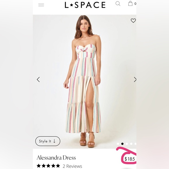 Lspace Alessandra Strapless Dress Striped Twist Front Sm Pink Blue Silver Cream - Picture 8 of 10